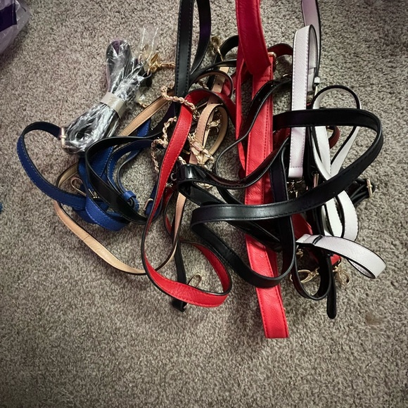 Assorted Leather Belts in Red, Black, Blue, and White - Picture 1 of 4